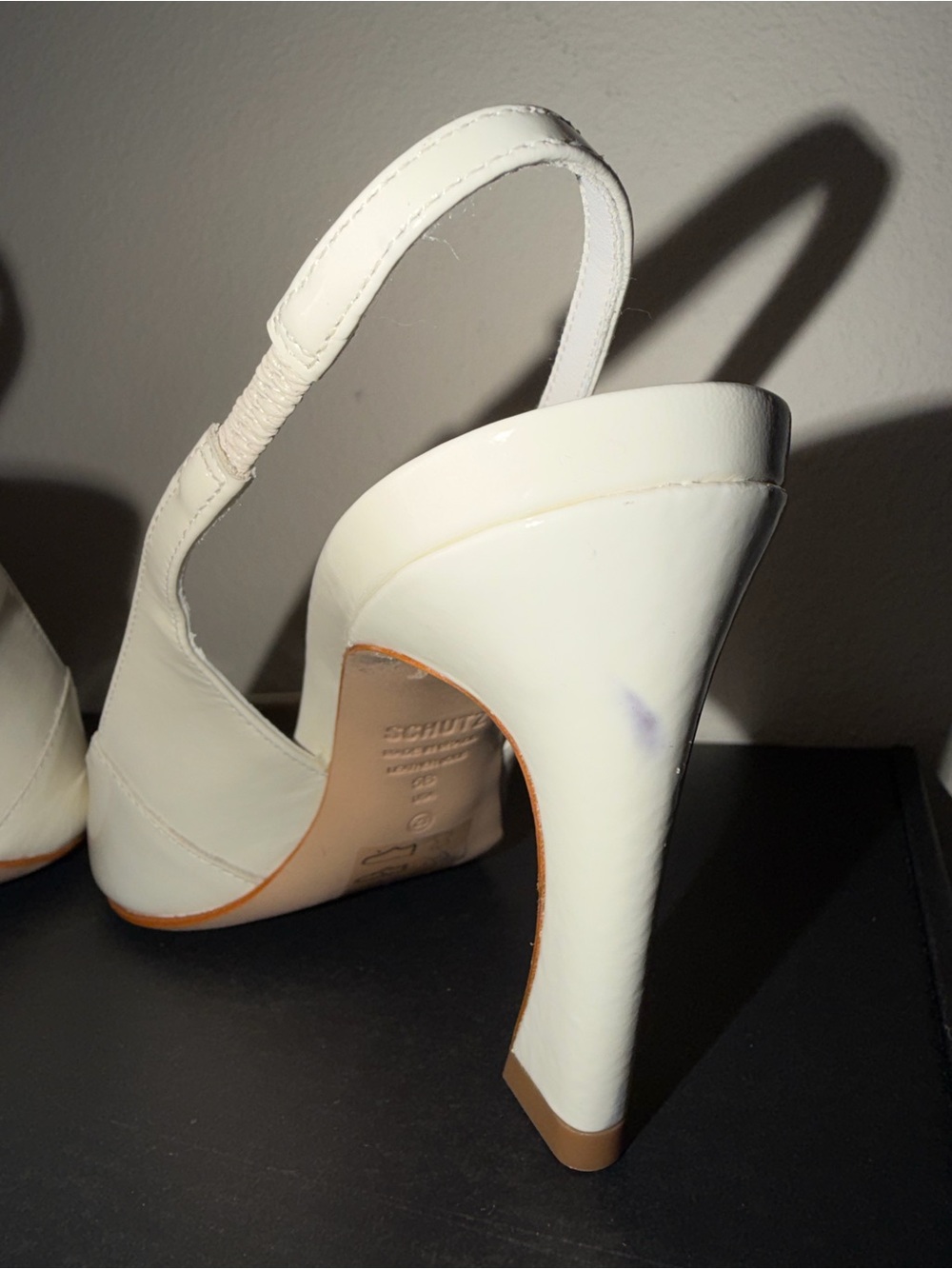 SCHUTZ Ivory Patent Slingback Pointed Toe Heels - Picture 7 of 10